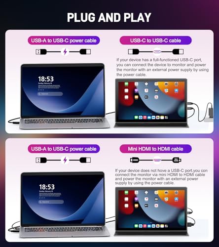 Image of 10.1 inch Portable Touchscreen Monitor FHD 1920x1200, 100% sRGB Screen ExtenderIPS Travel Small Monitor with Cover, USB-C HDMI Computer Touch Screen Display for Laptop PC, PS5 /4 Xbox No Touch