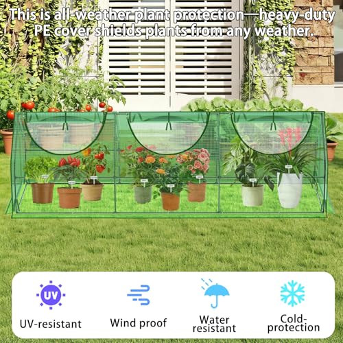 Image of 9x3x3Ft Large Greenhouse for Outside, Portable Green House with Mesh Vents
