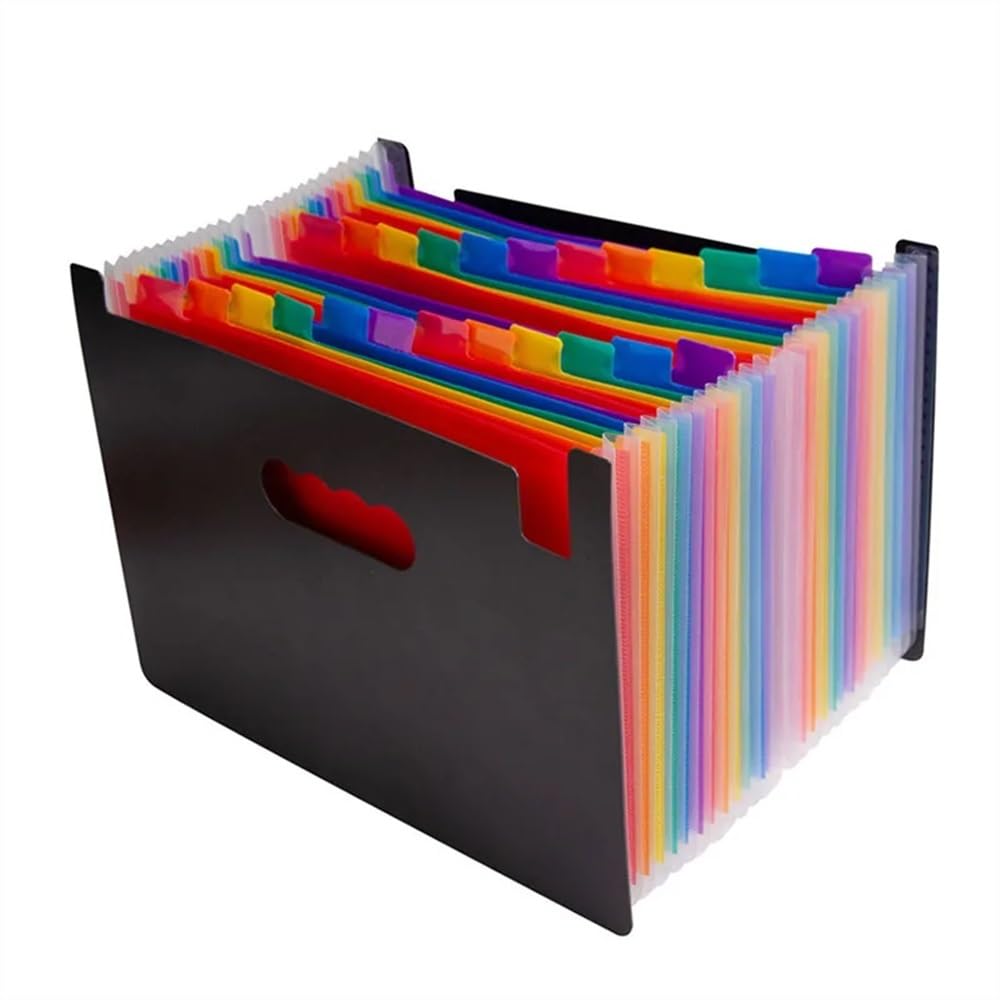 Folder dokumentów 12 warstw materiałów biurowych Organizer na dokumenty Wielowarstwowy folder klasyfikacyjny A4 dla Biura(Czarny)