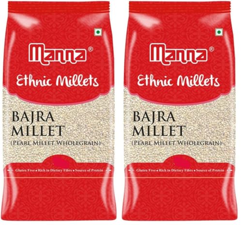 Image of Manna Bajra Whole Grain 1Kg Pearl Millet Natural Grains Sajje /Kambu /Pindi /Sajjalu /Bajri (Pack of 2)