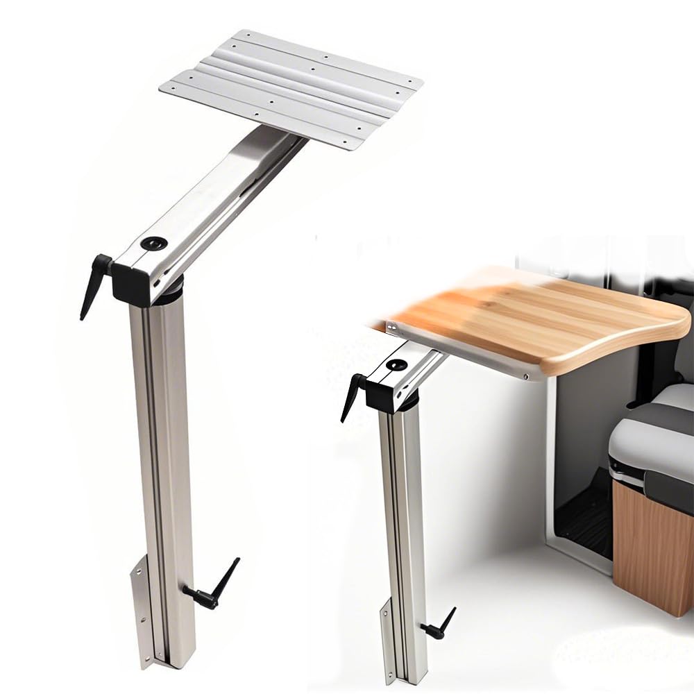 NOBLEZHU Adjustable RV Table Leg, Lagoon Table Height Adjustable Bracket Aluminum Alloy 360 Degree Rotation, Removable Pullout Desk Leg for RV Yacht,