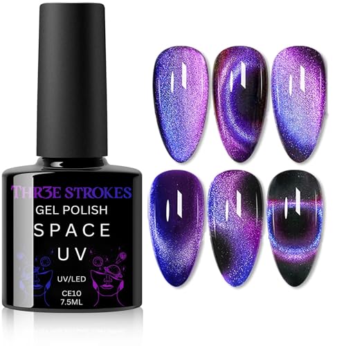 Image of THR3E STROKES 9D Glitter Cat Eye Magnetic Nail Polish Gel Art Manicure DIY at Home Soak Off UV7.5ML (CE10, 7.5ML)