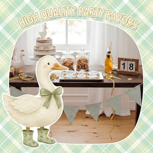 Image of Croblissful One Silly Goose Party Decorations 1st Birthday Backdrop Duck Animal Background Prop for Birthday Baby Shower Party Supplies(Green,Goose)