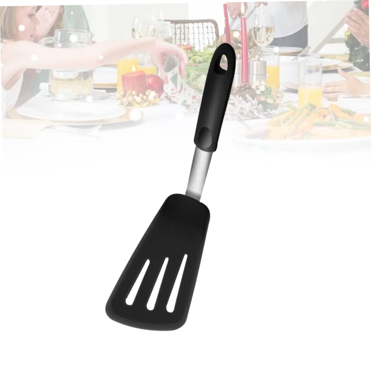 TOPBATHY 2piezas Espátula De Cocina De y Acero Inoxidable Utensilio De Cocina Antiadherente Para Sartenes y Ollas Diseño Para Colgar Color Negro