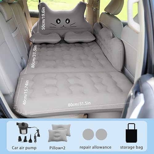 Mlctech Car Air Mattress Suv Air Mattress Camping Inflatable Thickened Bed With Back Cushion - Two Foot Pier And Two Pillows - Pvc Sleeping Bed With Electric Air Pump And Storage Bag (Grey) #TOP3