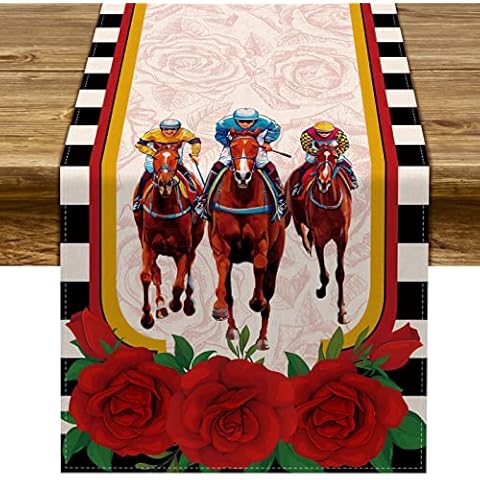 Camino de mesa Sunwer Kentucky Derby para The Roses Churchill Downs, jockey carreras de caballos, 13 x 72 pulgadas Cover