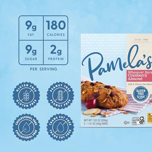 Pamela's Products Gluten Free Whenever Bars, Cranberry Almond, 5 Count Box, 7.05-Ounce (Pack of 6) - image 2