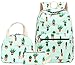 Bluboon Teen Girls Backpack School Book Bag Set with Lunch Box and Pencil Case for Kids and Children (Cactus Green-0042)