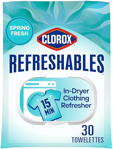 Clorox Refreshables In Dryer Clothing Refresher, Spring Fresh, 30 Towelettes