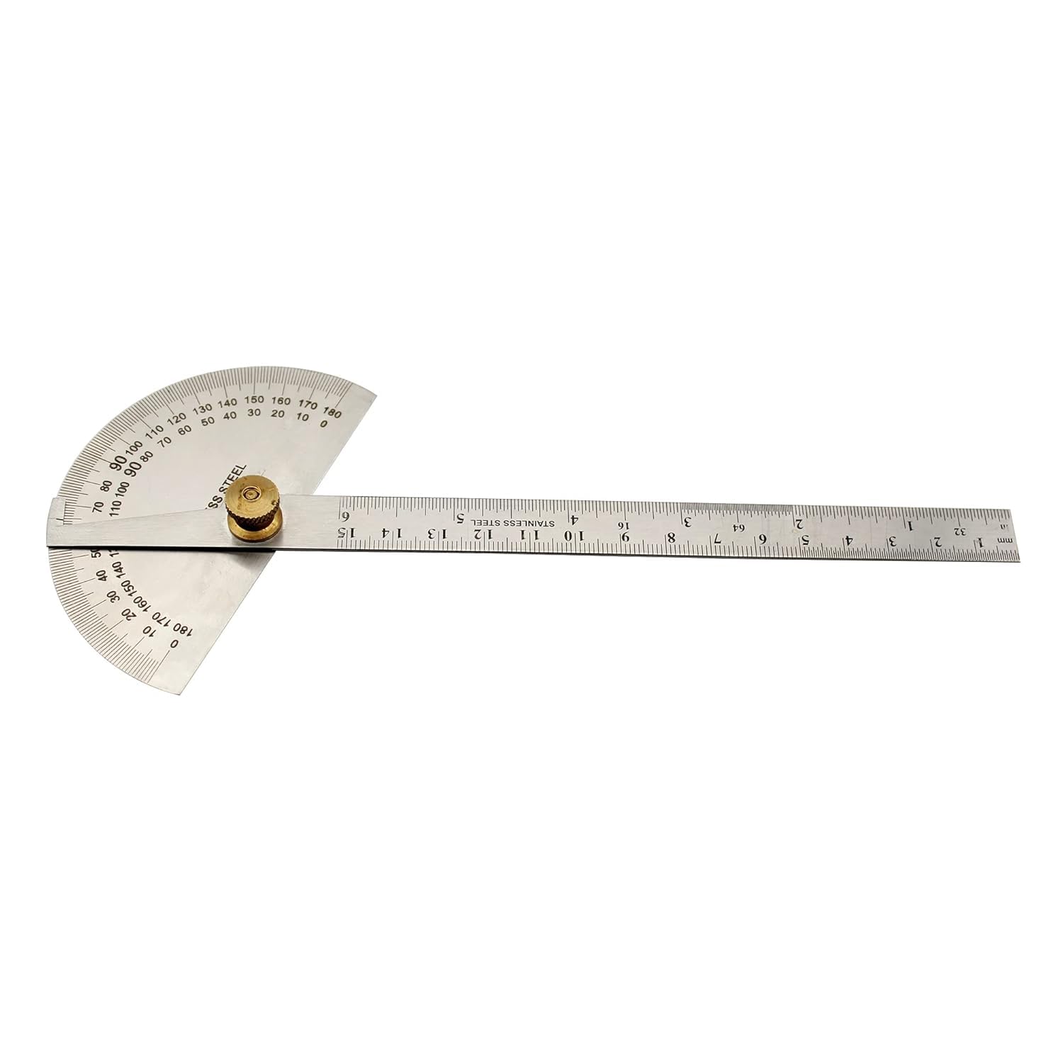 Degree Protractor Angle Finder Arm Rule Professional Metal 0-180 Degrees Measurement with Adjustable Screw (6" INCH Scale)-image-8