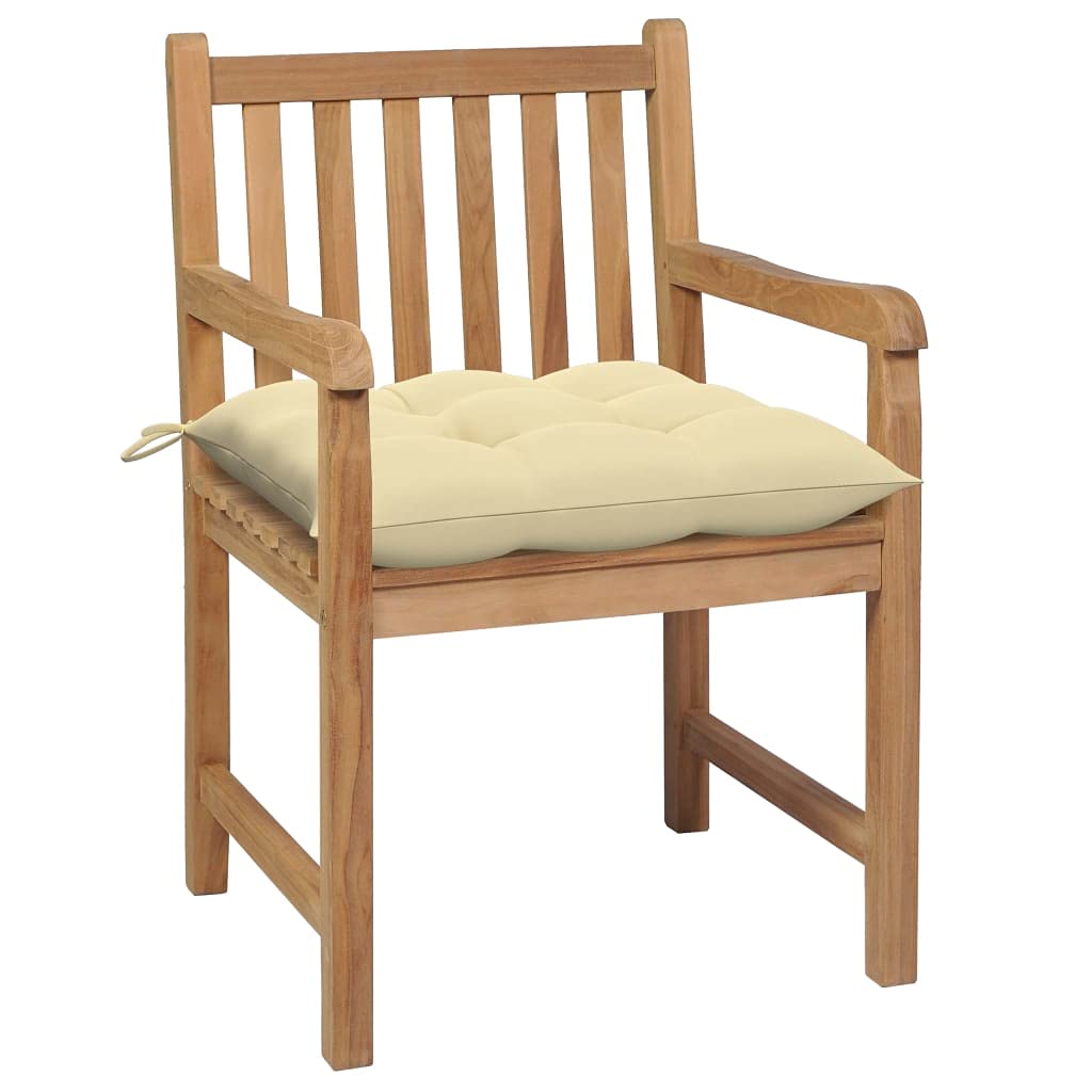 Fengshui Set di 2 sedie da giardino in legno di teak, con cuscino, colore bianco crema