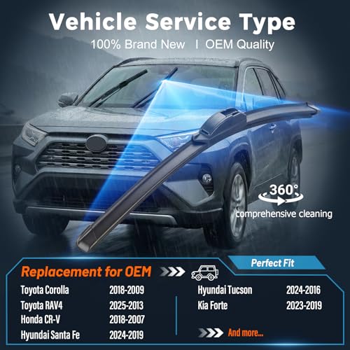 Image of AUTOBOO PLUS 26 inch + 16 inch All-Season Windshield Wiper Blades (Pack of 2) | Premium OEM-Quality, Rust-Resistant Rubber Encased Design, Streak-Free, Quiet, Smooth & Long-Lasting Performance