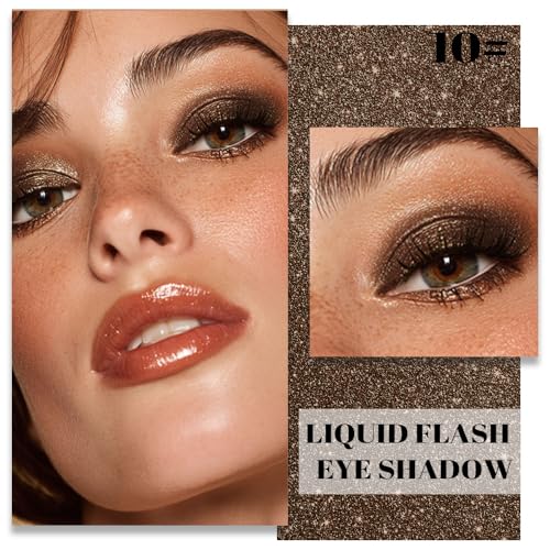 Image of SUAKE Liquid Sparkling Glitter Eyeshadow Stick Pack - High Pigment Shimmer Metallic Eye Shadow, Long-Lasting, White Blue Black Gold Purple Bold Colors,Quicking-Dry (10#-Dark Gray, Pack of 1)