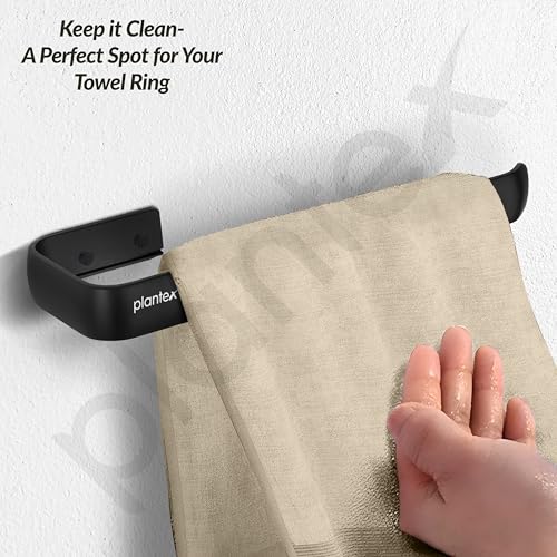 Image of Plantex Aluminium Towel Ring for Bathroom /9 Inch Towel Holder /Towel Hanger for Wash-Basin /Bathroom Accessories - Pack of 1 (1512, Black)