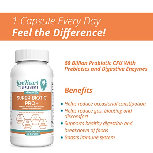 60 Billion Probiotics Cfu Organic Prebiotics & Digestive Enzymes Supplement - For Gut Health, Constipation Relief, Ibs & Bloating - Regular Bowel Movements: Gallbladder Support Contains Acidophilus #TOP2
