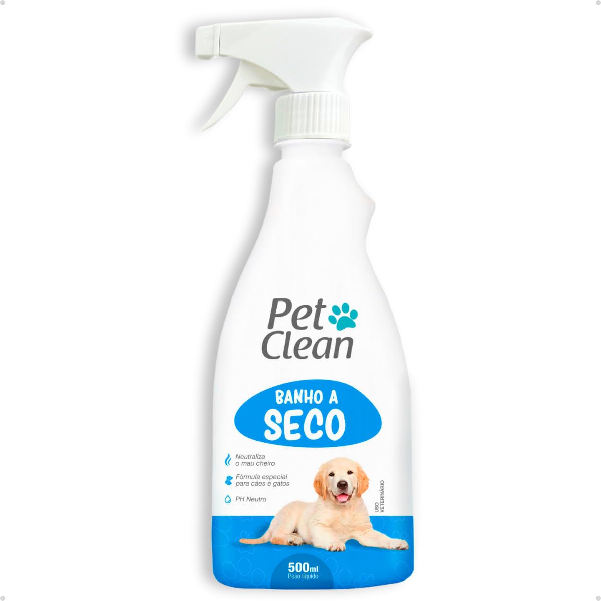 Pet Clean Banho a Seco para Cães e Gatos, Spray sem Enxágue, 500ml