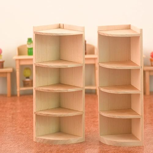 Miniatura 5 de Estante esquinero para casa de muñecas 112 de madera, mini gabinete, manualidades, casa de muñecas, muebles de madera, estante pequeño, modelo de