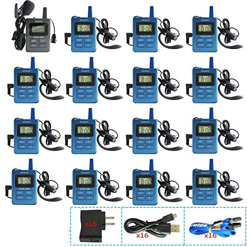 EXMAX ELGT-470 Sistema de guía digital de voz acústica inalámbrico UHF Whisper con 100 canales (1 transmisor y 15 receptores) miniatura 1