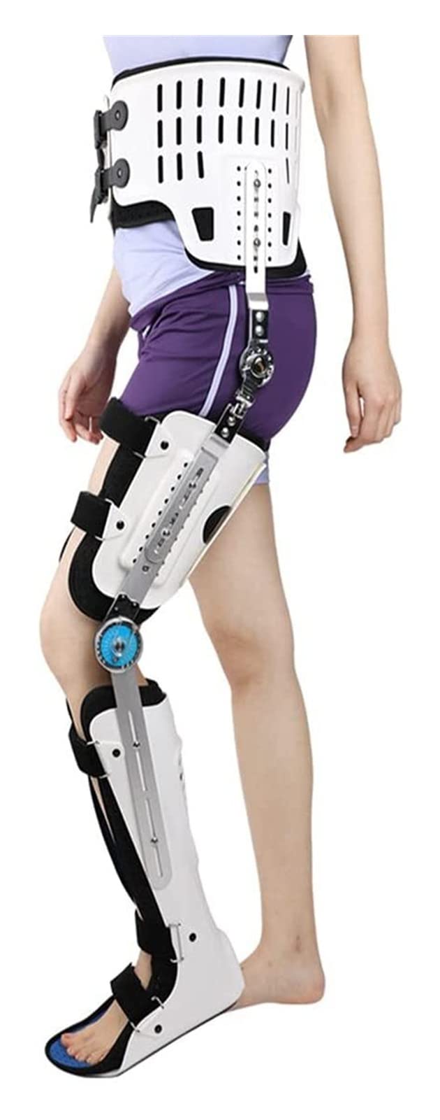 Cadera Rodilla Tobillo Pie Ortesis Equipo de rehabilitación Fijo Pierna Cadera Caminar Fijo Botas para Caminar Brace 22.7.27 (Color : Left White, Size : M)