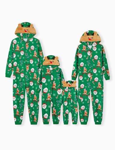 PATPAT Conjunto de pijamas de Natal combinando para a família, Papai Noel verde, 3-6 Months