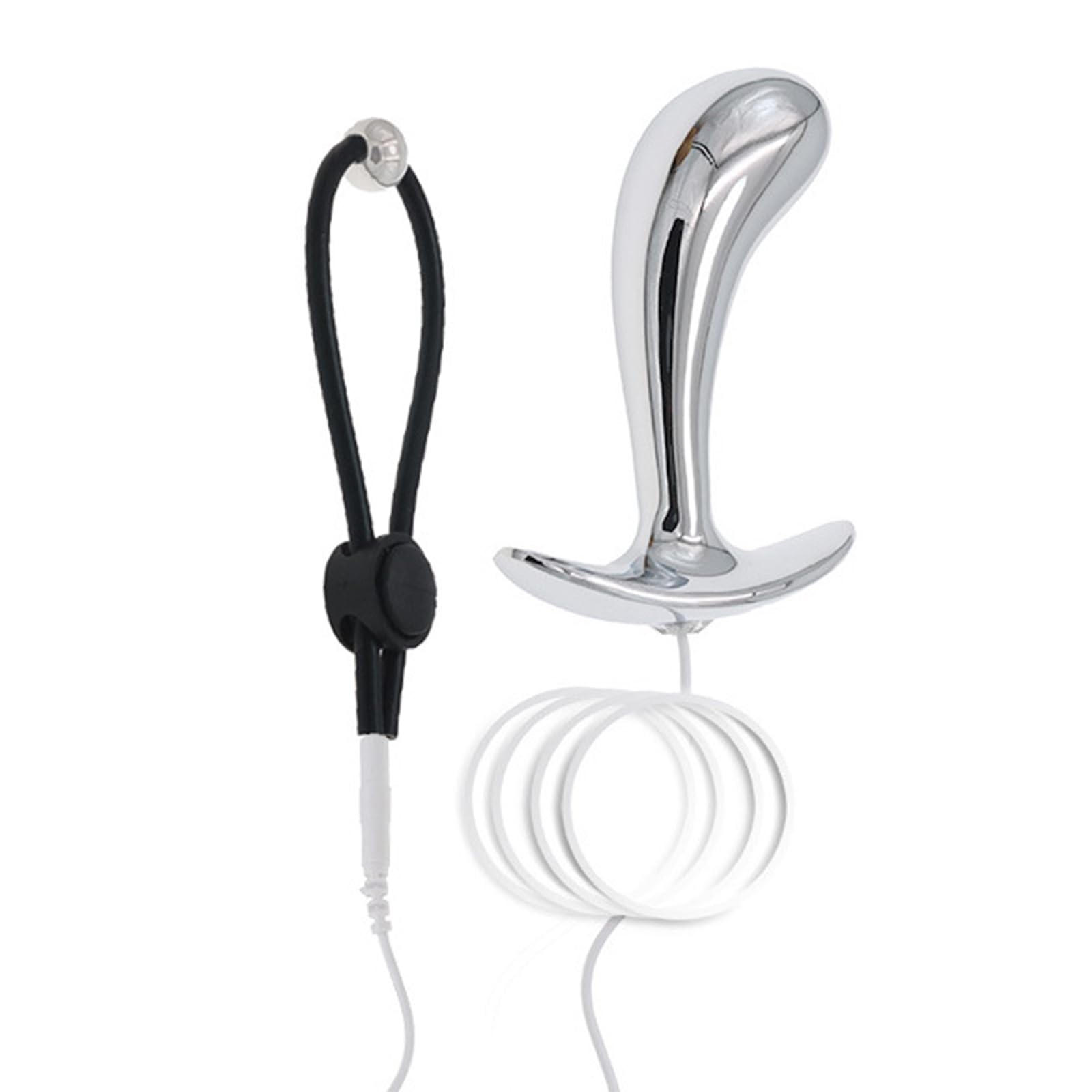 Electroshock Anal Plugs with Penis Ring Stainless Steel Butt Plugs for Prostate Massage G-spot Stimulation Devices Adult Sex