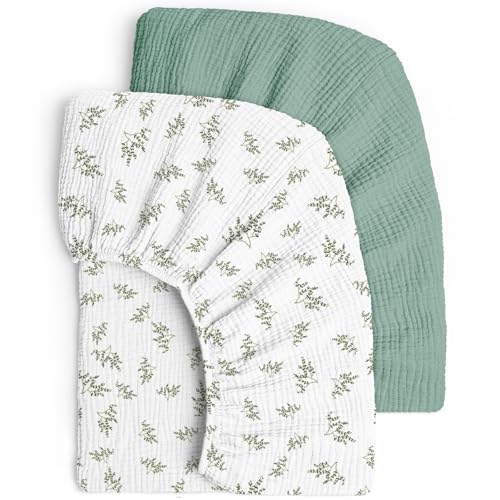 Image of Lulu Moon Muslin Crib Sheets - Fitted Crib Mattress Sheets for Boys and Girl - 28"x 52", 2 Pack