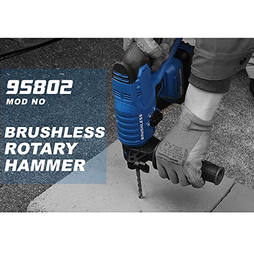 Akku-Bohrhammer, inkl. 20-Volt-4,0-AH-Li-Ion-Akku, Schnellladegerät, 3-teiliger SDS-Plus-Bohrhammer, Spitzmeißel, Flachmeißel, Staubschutz-Tiefenmesser, Hilfsgriff, Hochleistungs-Abbruchhammer, – Bild 7