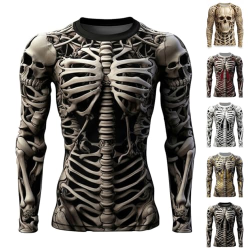 Halloween Costumes for Men Skeleton 3D Print Long Sleeve Shirt fot Women