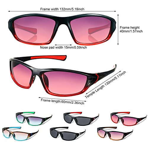 Cindeer 6 Pairs Men's Polarized Sunglasses UV Protection Wrap Around Sports Sunglasses for Hiking Fishing Driving2