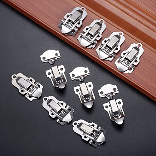 Image of dophee 10Pcs Stainless Steel Padlock Hasp, Mini Decorative Hasps Buckles with Screws for Wooden Box Jewelry Box Wine Gift Case Chest Toolbox, 54x29mm /2.13 inchx1.14 inch