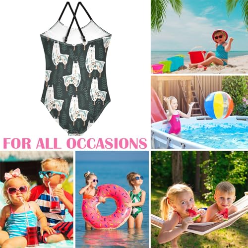 Image of Girls one Piece Swimsuit Summer UPF 50+ Quick Dry Beach Bathing Suit with Straps Swimwear 3-10 Years
