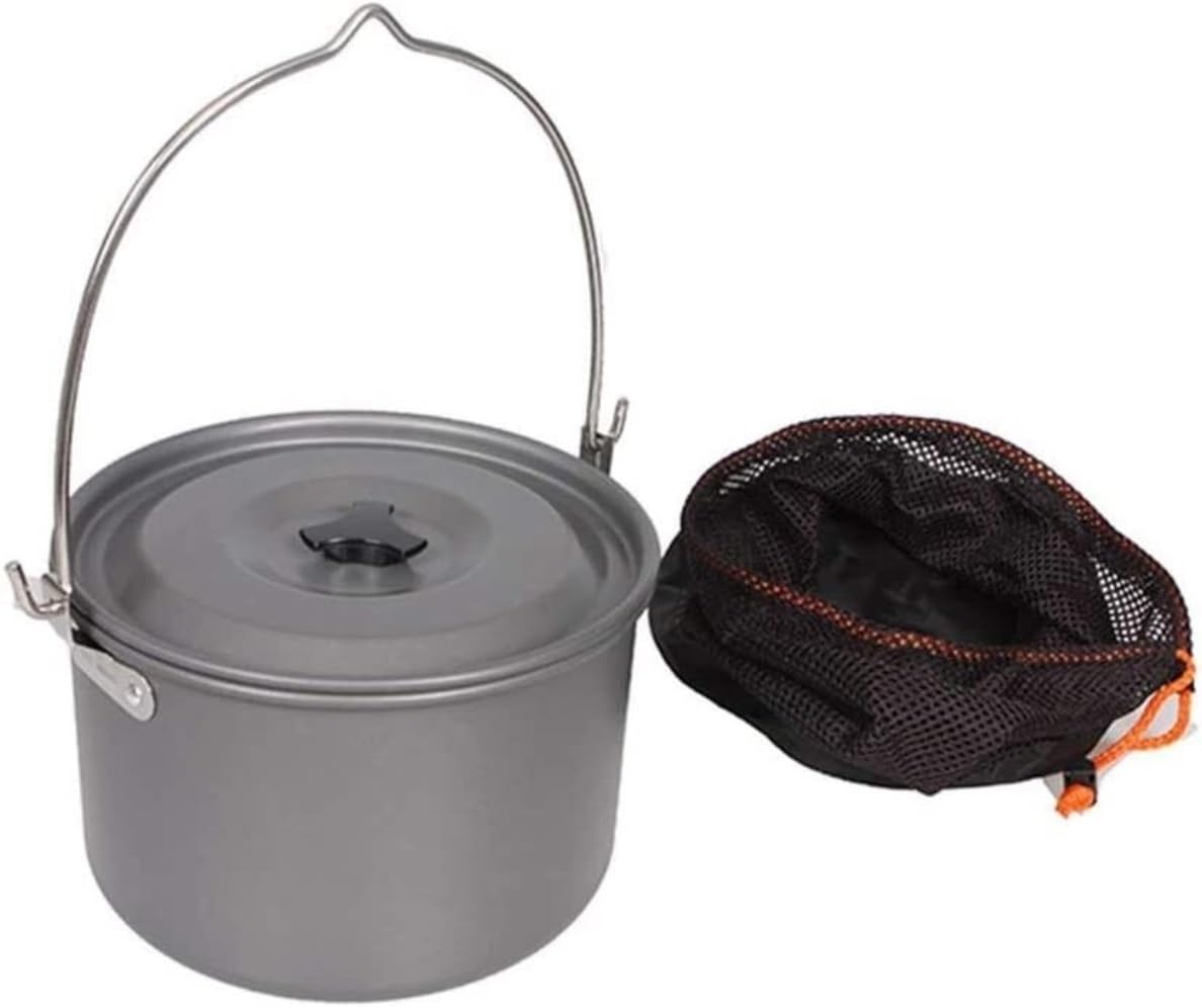 Naczynia Kempingowe 4.2L Camping Wiszące Garnki Ultralekki Odkryty Pojedynczy Garnek Sprzęt Biwakowy Ze Stopu Aluminium Narzędzia Sprzęt Survivalowy