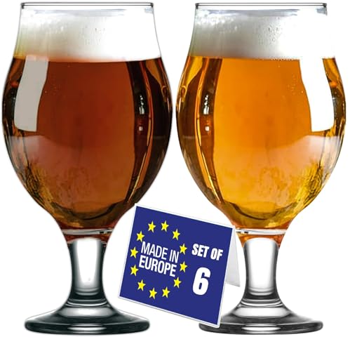 NORDIC SCHILLER Luxus Biergläser 6er Set 0,5L (Max 570ml) 100% BLEI FREI Pint Bierglas, Craft Beer Glasses, Bierkelche, Stielbierglas, IPA Bierverkostungsglas, Bierkelchglas, Belgischen Bier Gläser