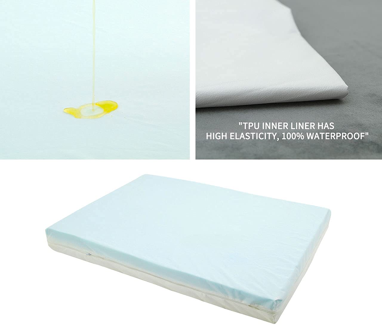 Cama ortopédica de Espuma viscoelástica para Perros, Camas refrescantes para Perros Grandes, Cama Impermeable para Mascotas para Jaula con Funda extraíble Lavable, Color Gris