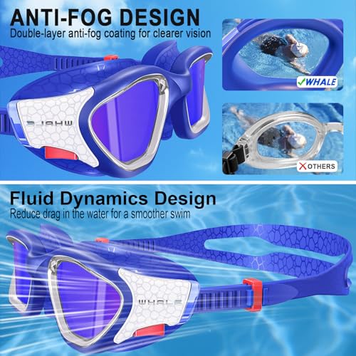 Image of Whale Swim Goggles Polarized Anti-Fog Lenses, Unisex | 100% UV Protection | Anti-Fog Goggles High Definition, Wide-Angle View