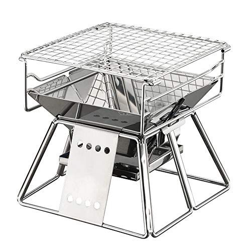 MUHONG Barbecue Grill Portable BBQ Charcoal Grill with Stainless Steel BBQ Wire Mesh Foldable Table Coal Garden Travel Camping Folding Grill
