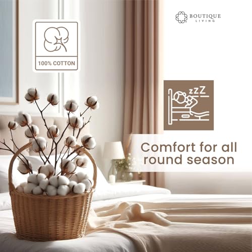 Image of BOUTIQUE LIVING Platinum Pulse Manchester 100% Cotton 800 TC Beige Floral King Bedding Set
