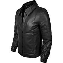 Mens Leather Jacket - Real Lambskin Classic Vintage Style Leather Jackets For Men Brown Leather Jacket for Mens