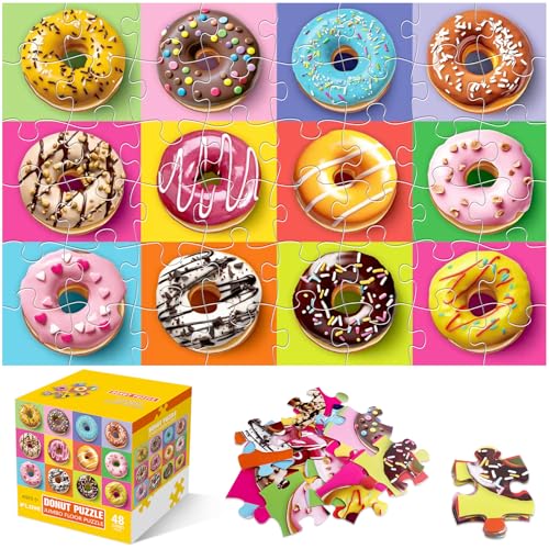 Jumbo Floor Puzzle for Kids,48 Piece Colorful Donuts Jigsaw Puzzles,Learning Educational Toys for Toddlers Ages 3-5,Children Gift for Boy Girl Ages...
