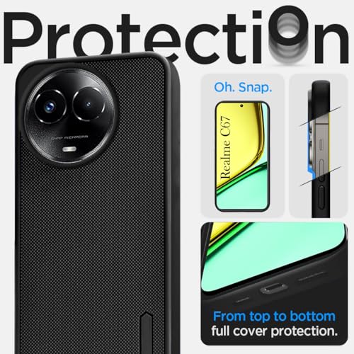 Image of Jkobi Back Cover Case for Realme C67 (Textured Grip Design | Camera Protection | Slim and Light Weight | Soft Touch and Feel | Black)