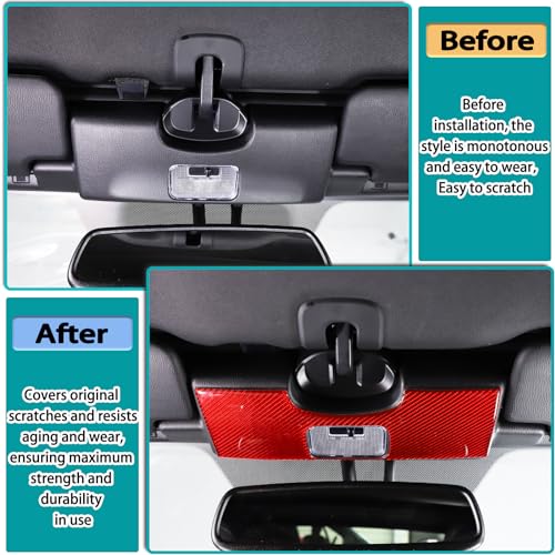 Hudiriy Real Soft Carbon Fiber Car Inside Rearview Mirror Base Decorate Cover Trim Sticker Compatible with Mazda MX-5 2016-2023, Roof Rearview Mirror Bracket Base Interior Protection Accessories,Red by Hudiriy - Used condition - Image 2
