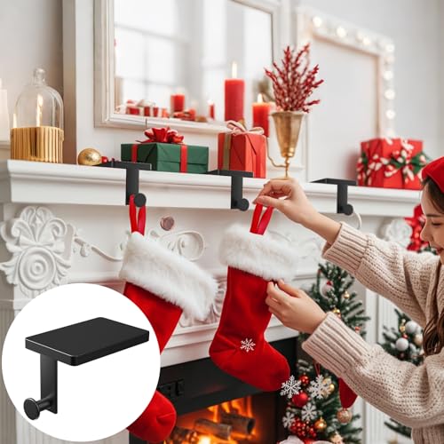 Stocking-Holders-for-Mantle-Set-4-Weighted-Metal-Christmas-Stocking-Holder-Stocking-Hangers-with-Non-Slip-Protective-Pad-Stocking-Hangers-for-Mantel-TV-Stand-Staircase-Dresser Stocking Holders for Mantle Set 4 Weighted Metal Christmas Stocking Holder Stocking Hangers with Non Slip Protective Pad Stocking Hangers for Mantel TV Stand Staircase Dresser