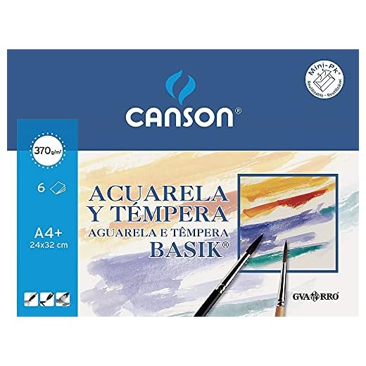 Canson Acuarela Basik, Minipack A4+ (24x32 cm) 6 Hojas 370 g