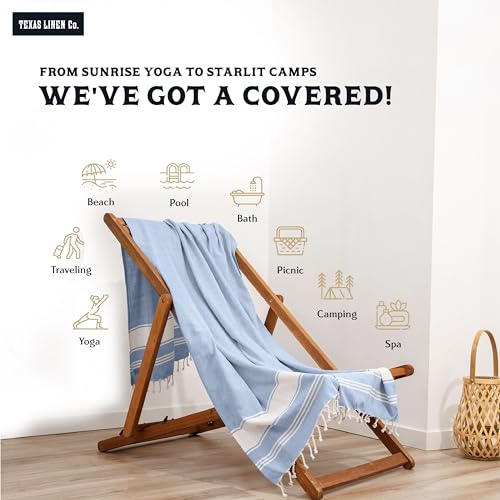 TEXAS LINEN CO. Conjunto de toalhas de praia 100% algodão de 5 a 99 cm x 188 cm com bolsa - secagem