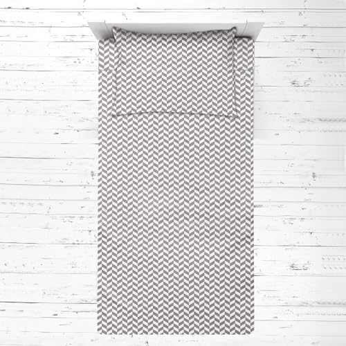Bacati - Houndstooth/Herringbone 100% Cotton Muslin 3 Piece Toddler Bed Sheet Set Includes Fitted Sheet, Top Sheet, and Pillow Case (Herringbone,...