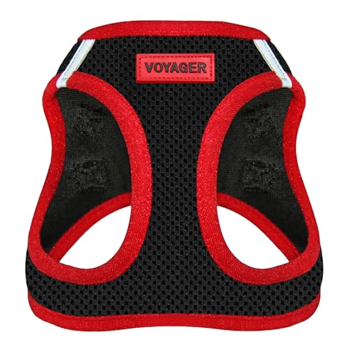 Voyager Step-In Air Dog Harness for Small and Medium Pets - All Weather, Reflective, No Pull - Red Trim