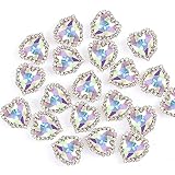Heart Rhinestones 20pcs Sew on Rhinestones Buttons Embellishments with Diamond,14mm Heart Rhinestone