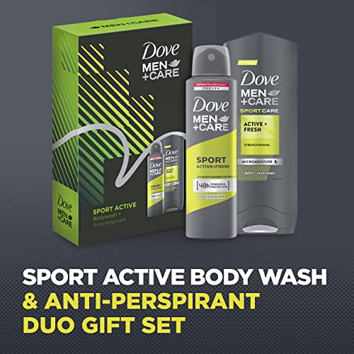 Dove Men+Care Sport Active Duo body wash and anti-perspirant in a stylish gift box Gift Set perfect gifts for him 2 piece, White - Image 5