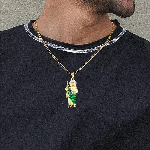 San Judas Tadeo Necklace Diamond 14K Gold Plated San Judas Tadeo Necklace San Judas Medalla (Gold 258) 6