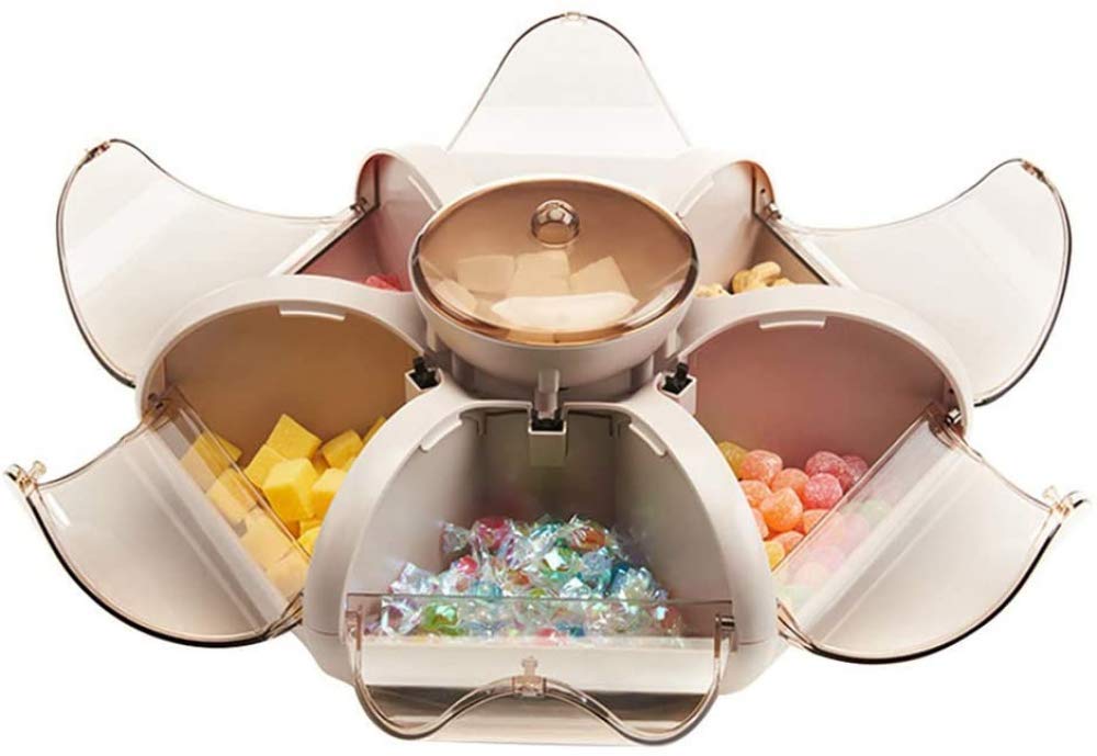 YRHH Creative Flower Type Fruit Candy Box Plastic Snack Storage Tray Family Snacks Partition Manager Box Party Wedding Candy Tray for Nut Candy Dried Fruit Food for Home Party Wedding Decoration